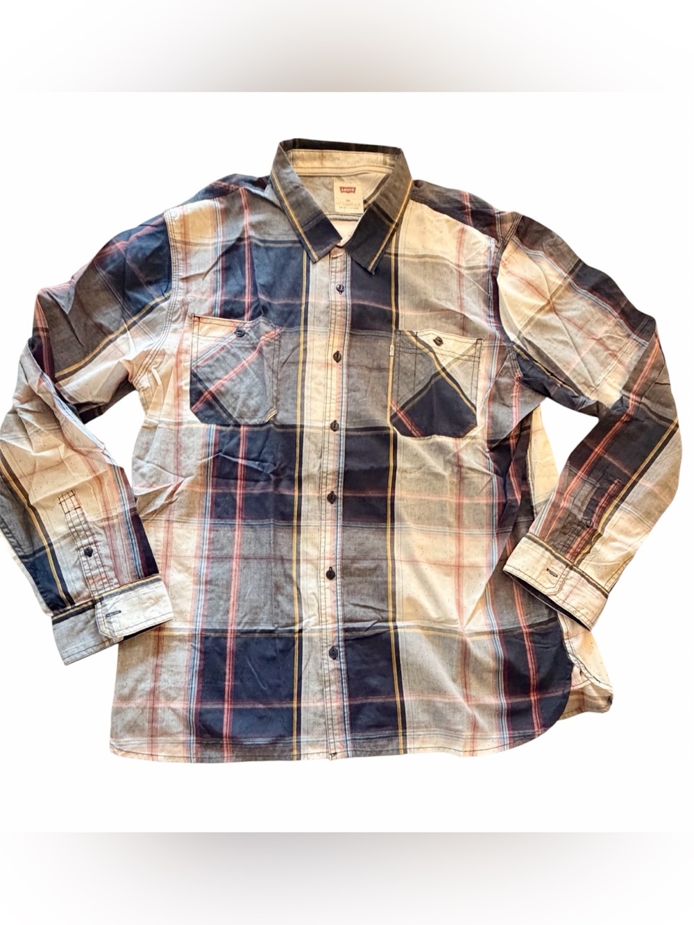 Levi’s Men’s Navy Blue & Pink Plaid Button Up Size 3XL